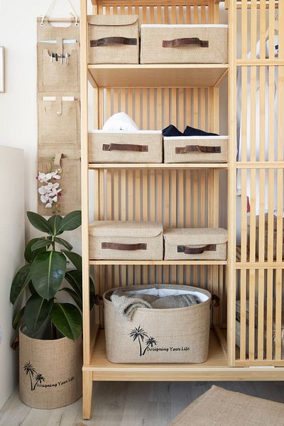 Art Bee Jute 3-Pocket Multi-Purpose Hanging Wall Mounted In-Cabinet Bathroom Kitchen Organizer Organizer 102x23