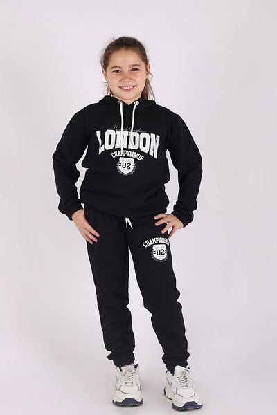 han elegant Set de trening pentru fete, cu glugă, imprimeu Londra