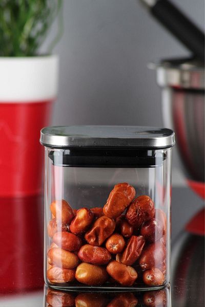 Nikadu Borosilicate Glass Jar with Metal Lid 700 ml Pulses Jar