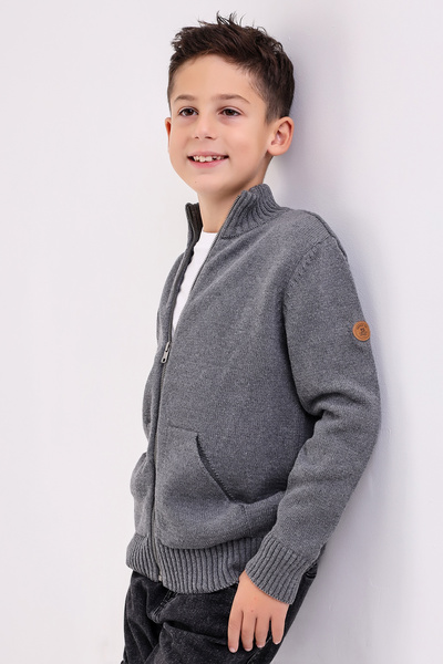 Matte BOY'S DARK GRAY POCKET Knitwear Cardigan