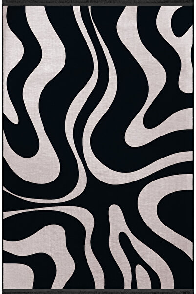 Rugs Modern Halı Siyah Bej Temalı Zebra Desenli Kreatif Modern Dekoratif Halı...