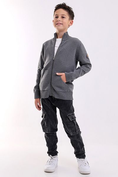 Matte BOY'S DARK GRAY POCKET Knitwear Cardigan