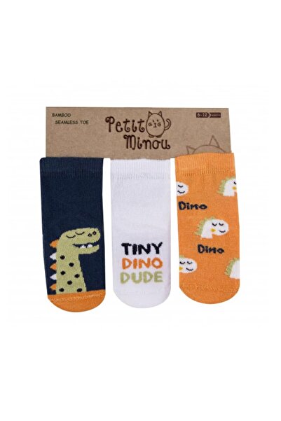 Petit Minou عبوة من 3 جوارب صغيرة دينو 2184 بألوان مختلطة
