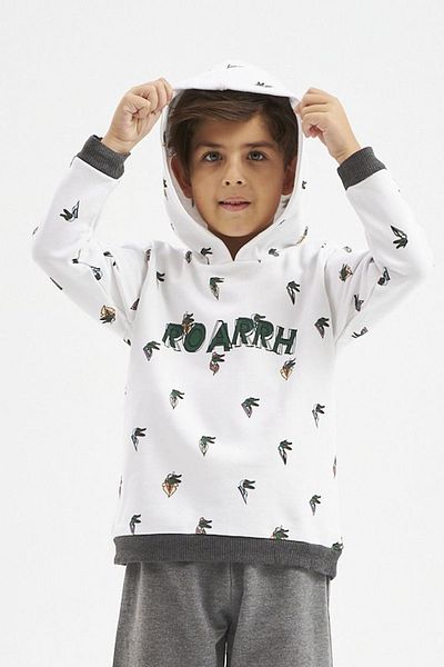 LILIAN Top de pijama cu glugă pentru copii Roarrh