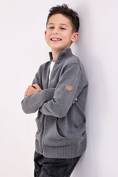 Matte BOY'S DARK GRAY POCKET Knitwear Cardigan