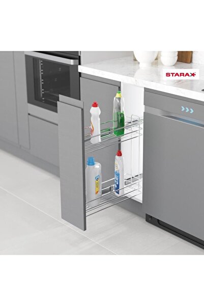 STARAX S-2215-C YANDAN RAYLI DETERJANLIK ŞİŞELİK FRENLİ KROM 25CM