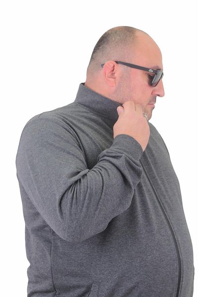 MocGrande Φούτερ με φερμουάρ Basic Seasonal Plus Size 22750 ΓΚΡΙ ΜΕΛΑΝΖ