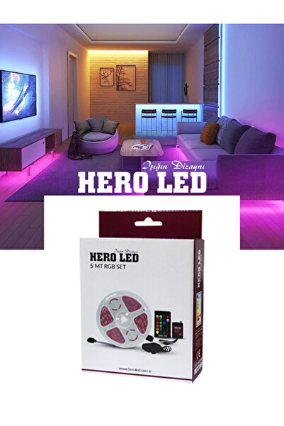 Hero Led 5 Metre Animasyonlu Rgb Şerit Led Set İç Mekan şerit led kutulu set