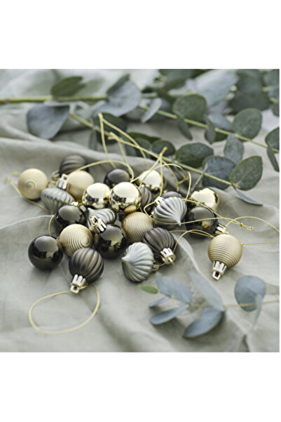 ORCEY TİCARET زينة شجرة عيد الميلاد 30 قطعة بألوان خضراء حيوية قطرها 30 مم