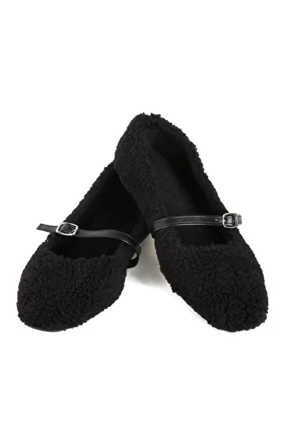 RENKLİBUTİK PLUSH FEATHER ANKLE TIE WOMEN'S HOUSE SHOES BALLET