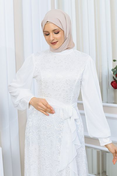 Matik Abiyem Lycra Guipure Lace Chiffon Design Hijab Φόρεμα βραδινό φόρεμα