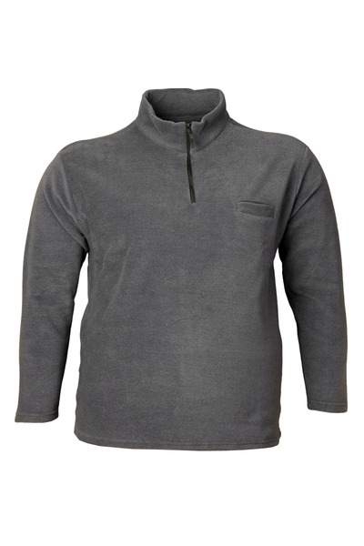 Büyük Beden Fermuarlı Dik Yk.Polar Sweat 98423 Füme