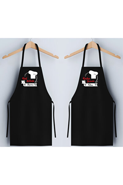 SPACE DRESS "KRAL MUTFAKTA KRALİÇE YANINDA" KİŞİYE ÖZEL BASKILI MUTFAK ÖNLÜĞÜ