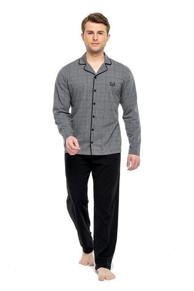 Mod Collection Cotton Buttoned Collared Men's Pajamas Set
