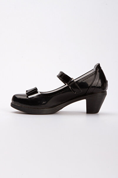 Sare Çocuk Giyim Black Shiny Girls' Heeled Party Shoes