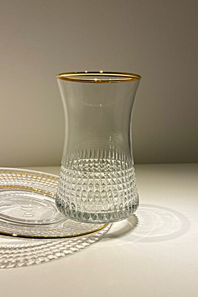 Paşabahçe Heybeli Altın Yaldızlı 6 Kişilik 12 Parça Çay Seti 160cc 42361 Anti...