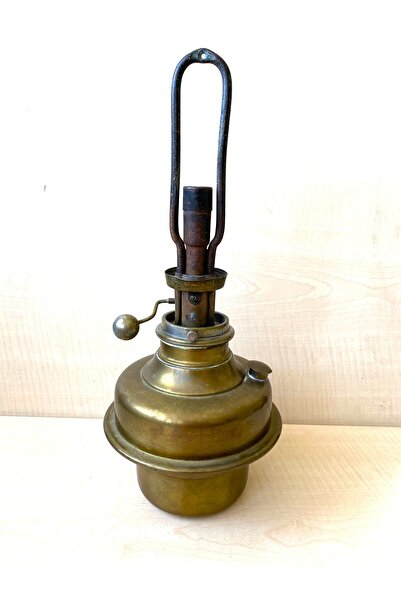 SANAT TACİRİ 37CM FRANSIZ PİRİNÇ GAZ LAMBASI ASANSÖRLÜ GAZ LAMBASI