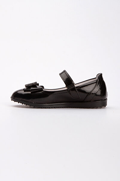 Sare Çocuk Giyim Black Shiny Non-Slip Sole Girl Child Princess Ballerinas