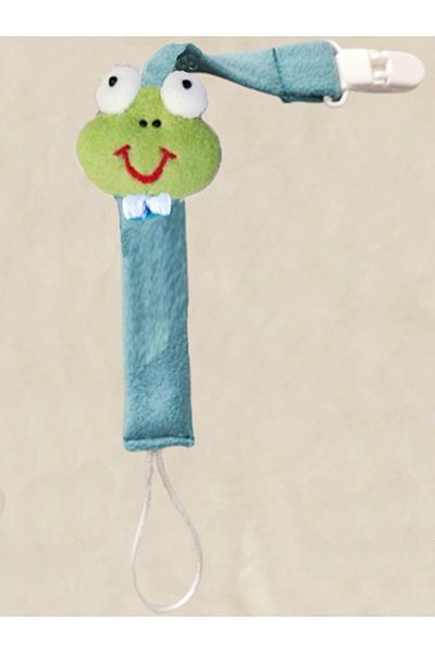 CEBECİ TİCARET Pacifier Strap Pacifier Holder Baby Gift Natural Fabric 25 cm Green Frog