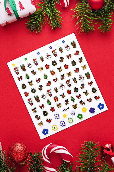 BP Tattoo Sevimli Ren Geyiği Noel Baba Kadın Tırnak Süslemesi