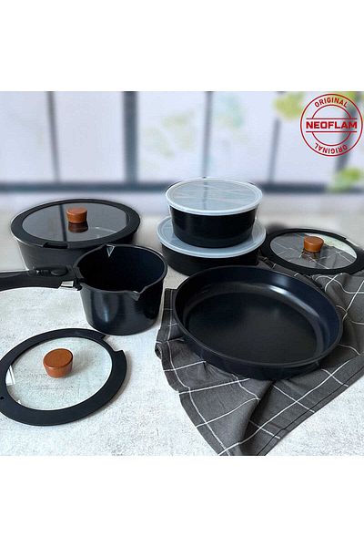 NEOFLAM Midas Black 11 Piece Pot and Pan Set VDN11