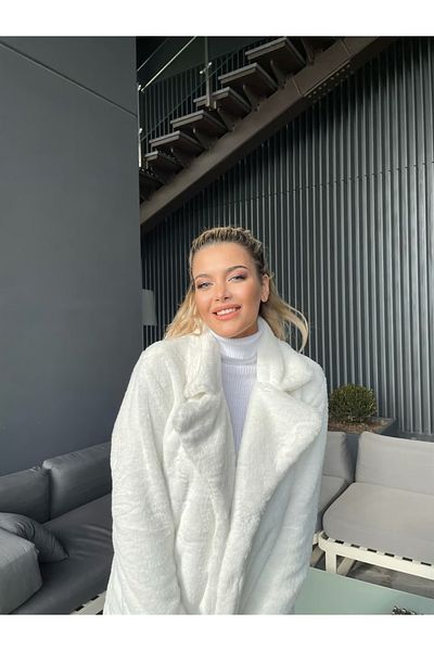 NARKISS Jachetă albă căptușită cu blană artificială