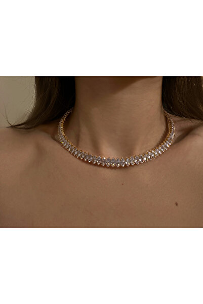 Okko Store Kesme Taşlı Ring Choker Kolye