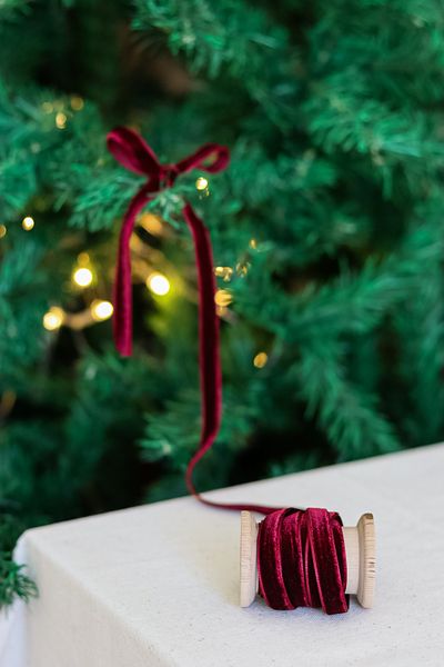 Beige & Stone Anul Nou 2m Rolă din lemn Panglică de catifea Ambalaj Ornament pentru copac