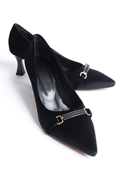 öz se shoes STILETTO CU TAC ÎNALT DETALIAT CATARAMĂ DE CATIFEA NEGRĂ