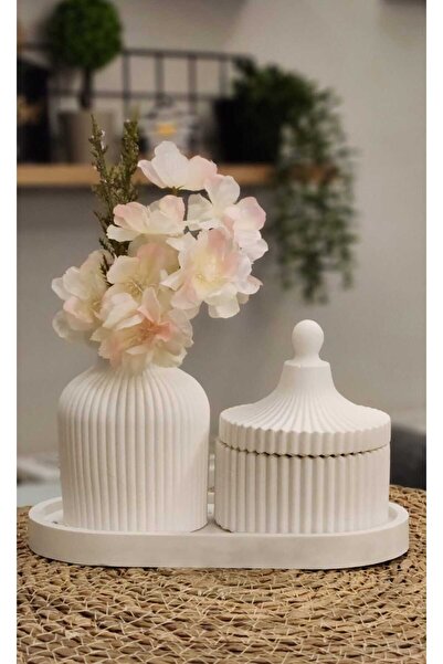 HEİGMANN İskandinav bohem tarzı vazo ve kapakli takı kutu seti tabanlikli dek...