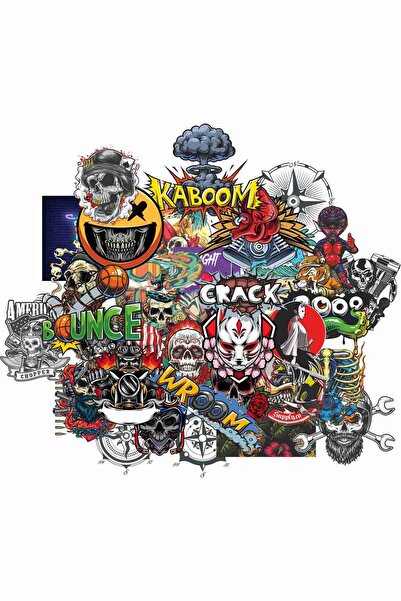 UBGA GIFT STICKER BOMB Motorsiklet kask ve ekipman sticker set çizik gizleme ...