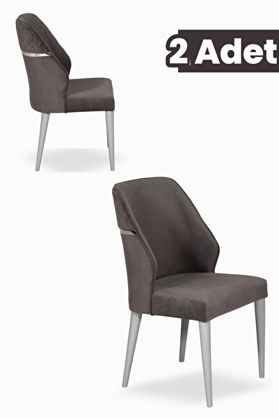 SANDALİE Veyron 2 Adet Yemek-Mutfak-Salon Sandalyesi / Gri