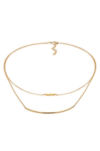 ELLI Halskette Damen Layer Cuff Basic Glasperlen in 925 Sterling Silber vergoldet