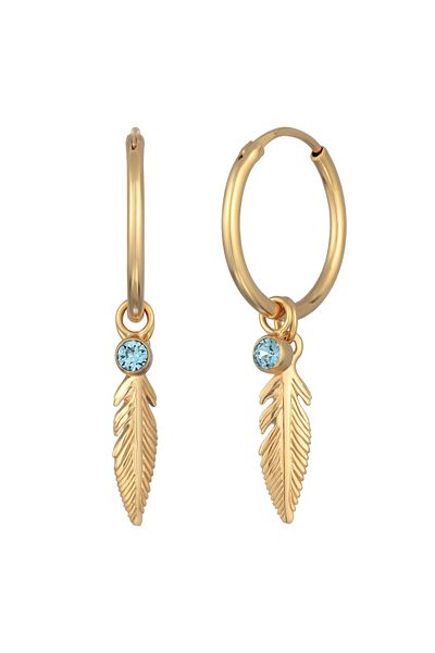 ELLI Ohrringe Creolen Feder Kristall Boho 925 Silber