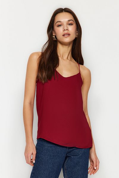 Trendyol Collection Sötétpiros Basic pántos szőtt blúz TWOSS19BB0224
