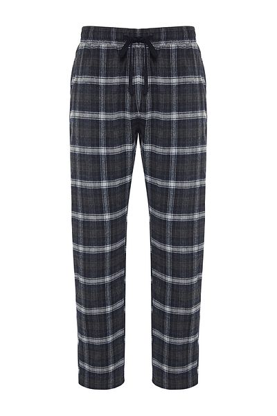 Trendyol Collection Navy Blue Green Plaid Regular Fit Woven Pajama Bottoms TMNAW24PJ00023