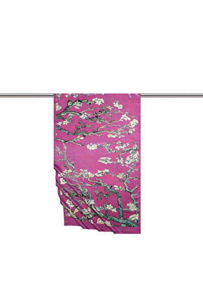 Bursa İpek Μεταξένιο σάλι με ροζ αμυγδαλό λουλούδι