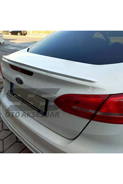 STS Oto Aksesuar Ford Focus 3- 3,5 Bagaj Uyumlu Üstü Slim Spoiler Piano Black Parlak Beyaz