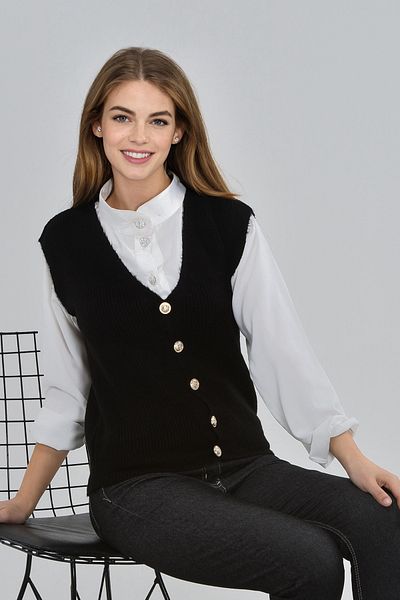 NOBLELOOK Women's V-Neck Buttoned Sweater