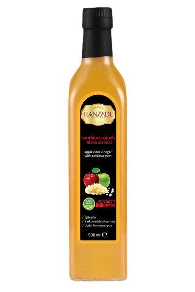 Hanzade Bitkisel Sandaloz Sakızlı Elma Sirkesi 500 ml Apple Cider Vinegar Wit...