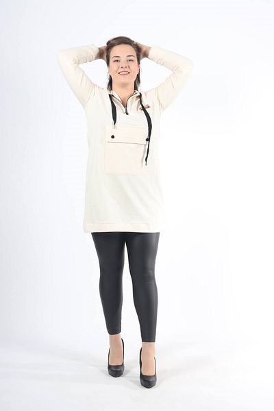 FAZZA FABRİKA Ecru Pocket Detail Sweatshirt-tunique