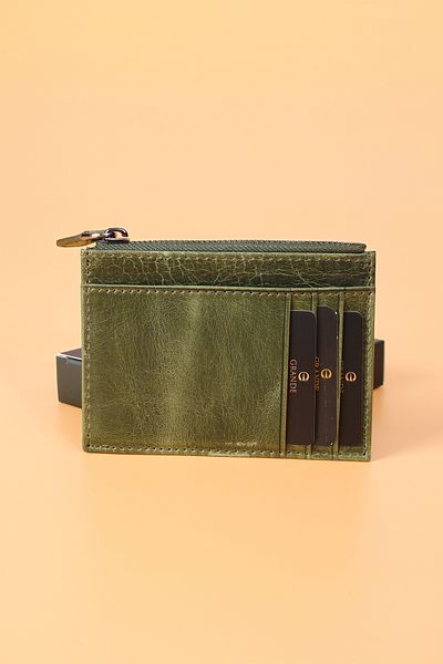 Grande 853 Unisex genuine leather slim card holder Crazy Green