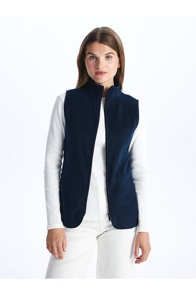 LC Waikiki Women's High Collar Plain Fleece Vest