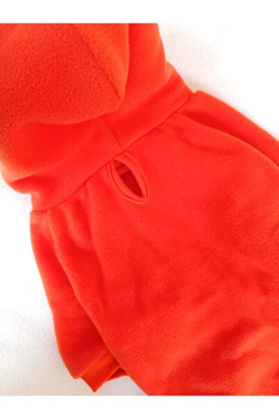 PATİBÖR Turuncu Polarlı %100 Pamuk Kumaş Köpek Kıyafeti Kapüşonlu Tulum