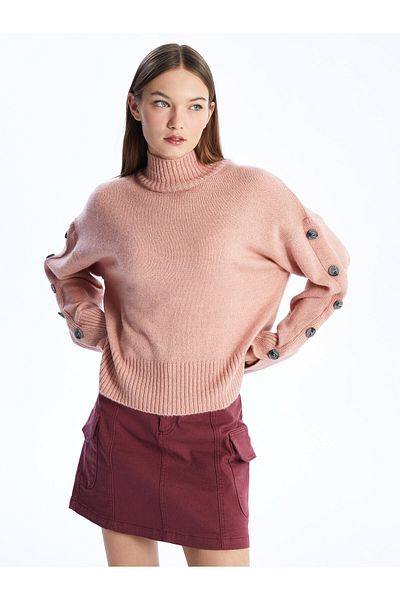 LC Waikiki Oversize dámský pletený svetr s polovičním rolákem s dlouhým rukávem