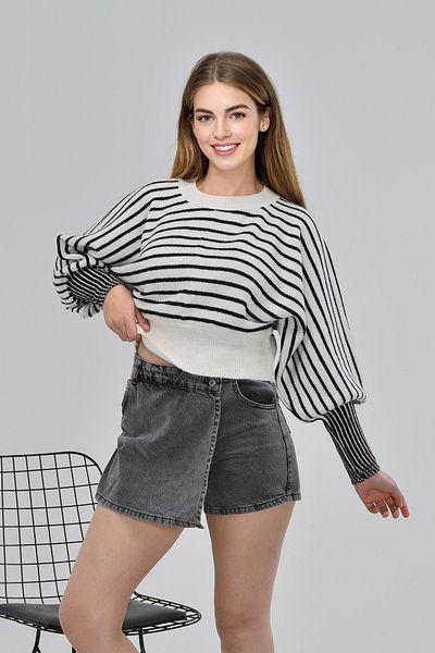 NYN TEKSTİL Women's Crew Neck Balloon Sleeve Sweater