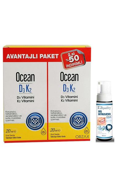 Ocean OrzaxOceanD3 K2 - 20ml Food Advantageous Supplement Pack, Teeth Whitening Foam Gift