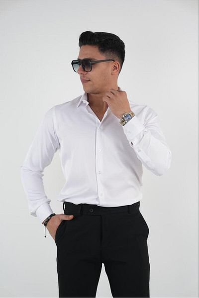 ASWEL 100% COTTON POLYESTER LYCRA SLIM FIT CLASSIC SATIN SHIRT ASWSTGM101