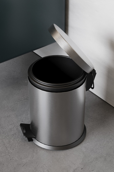 Zift Unique Stainless Steel Dustbin-5 Liter Trash Can with Satin Surface & Pedal & Shock Absorber and Inner Bucket