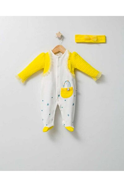 Esterella kız bebek kadife tulum/ fırfır detaylı kapitone kollu tulum/saç ban...